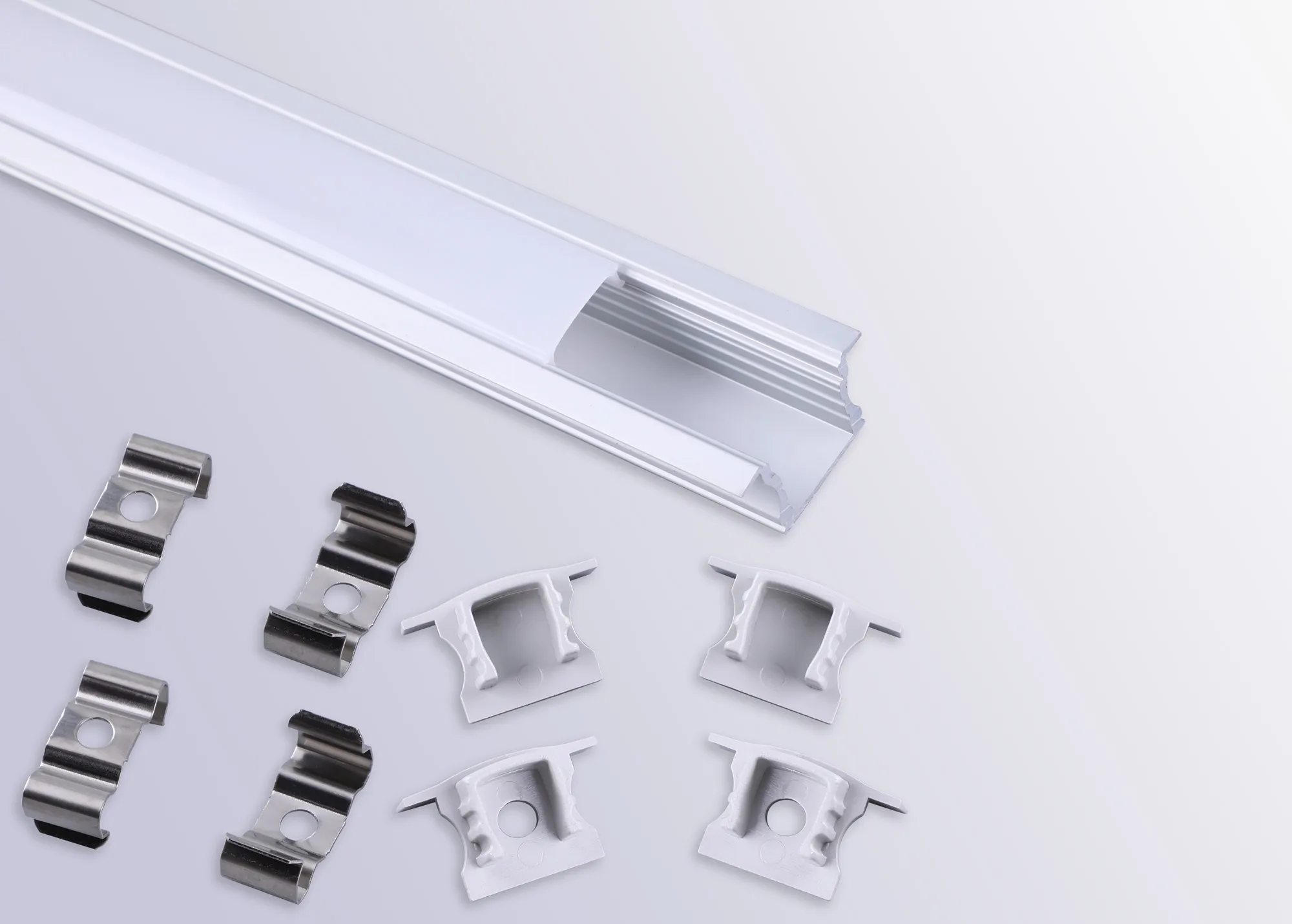 Tiras 2m, 17 x 15.3mm Recessed Aluminium Profile With Diffuser And Accessories M7409  Mantra Fusion Tiras LED Profile